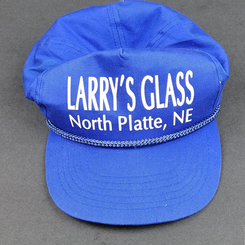 Snap back trucker's cap blue glass co. Logo